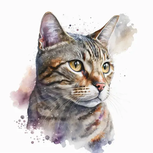 california spangled cat painting in watercolour